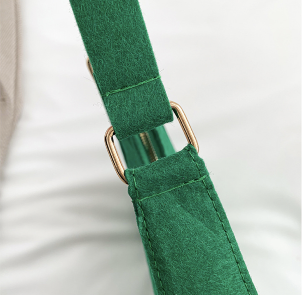 Green Urban Chic Felt Dumpling Bag 👜✨ - Image 2