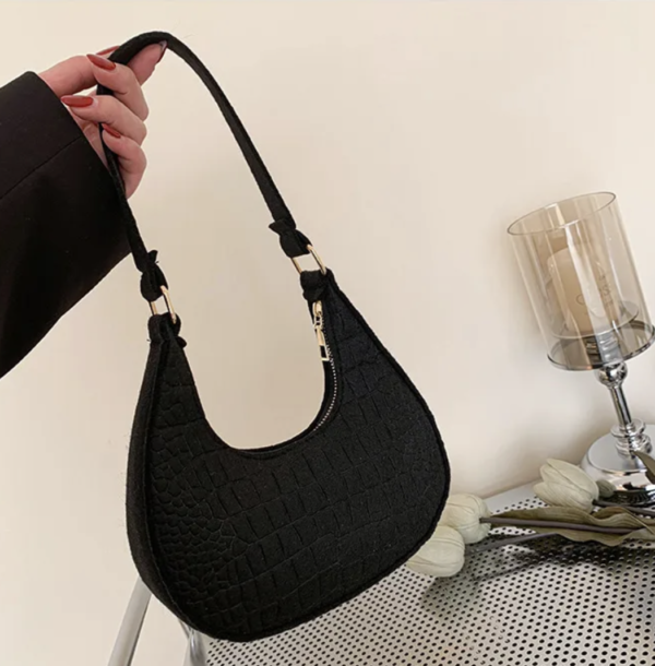 Black Urban Chic Felt Dumpling Bag 👜✨