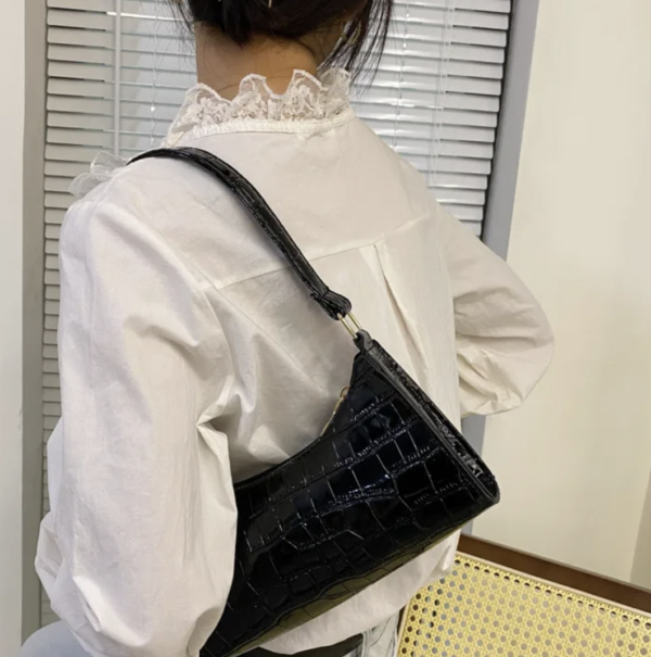 Black Chic Croc-Embossed PU Leather Underarm Bag 🖤✨ - Image 2