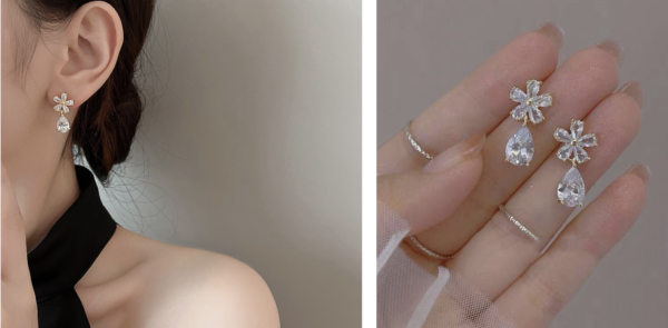 Elegant Bloom Zircon Drop Earrings ✨🌸💎 - Image 3