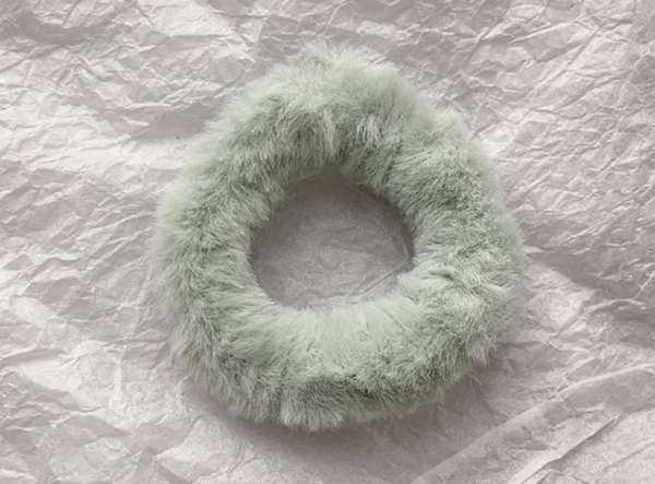 Green Fur Plush Hair Tie 🌸✨